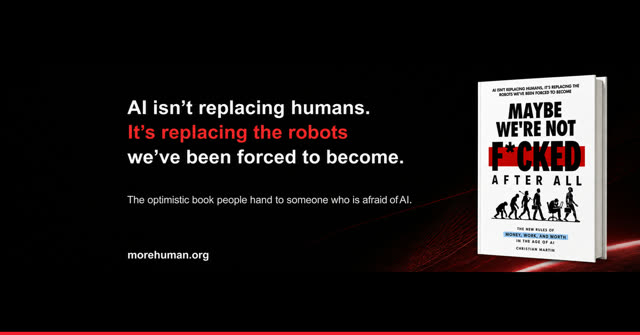 Facebook ad: AI isn't replacing humans, it's replacing the robots we've been forced to become