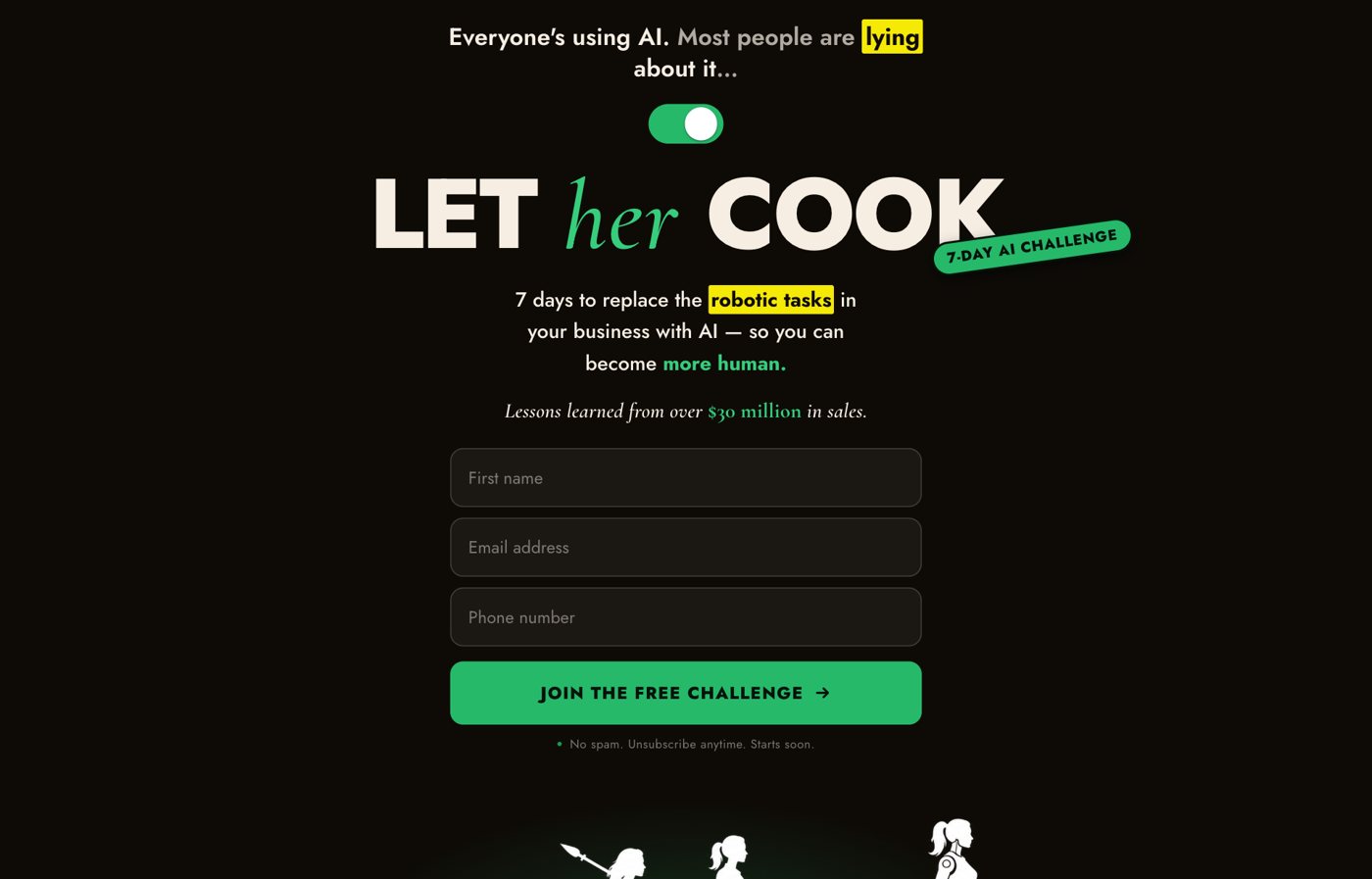 Screenshot of the Let Her Cook challenge opt-in page