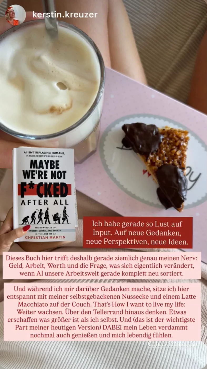 A reader holding Christian's book