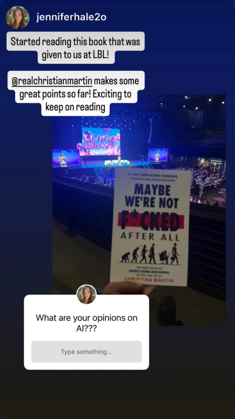 A reader holding Christian's book