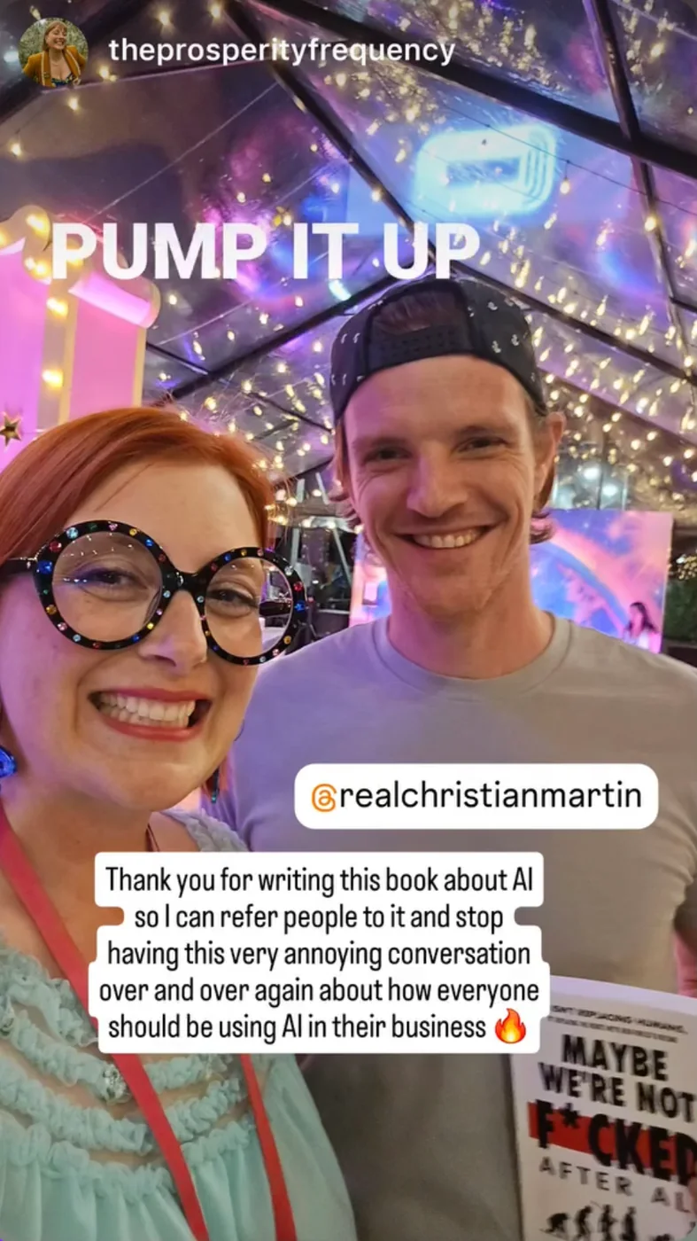 A reader holding Christian's book